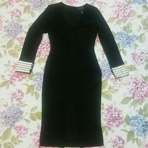 Little black dress long sleeve v-neck bodycon M